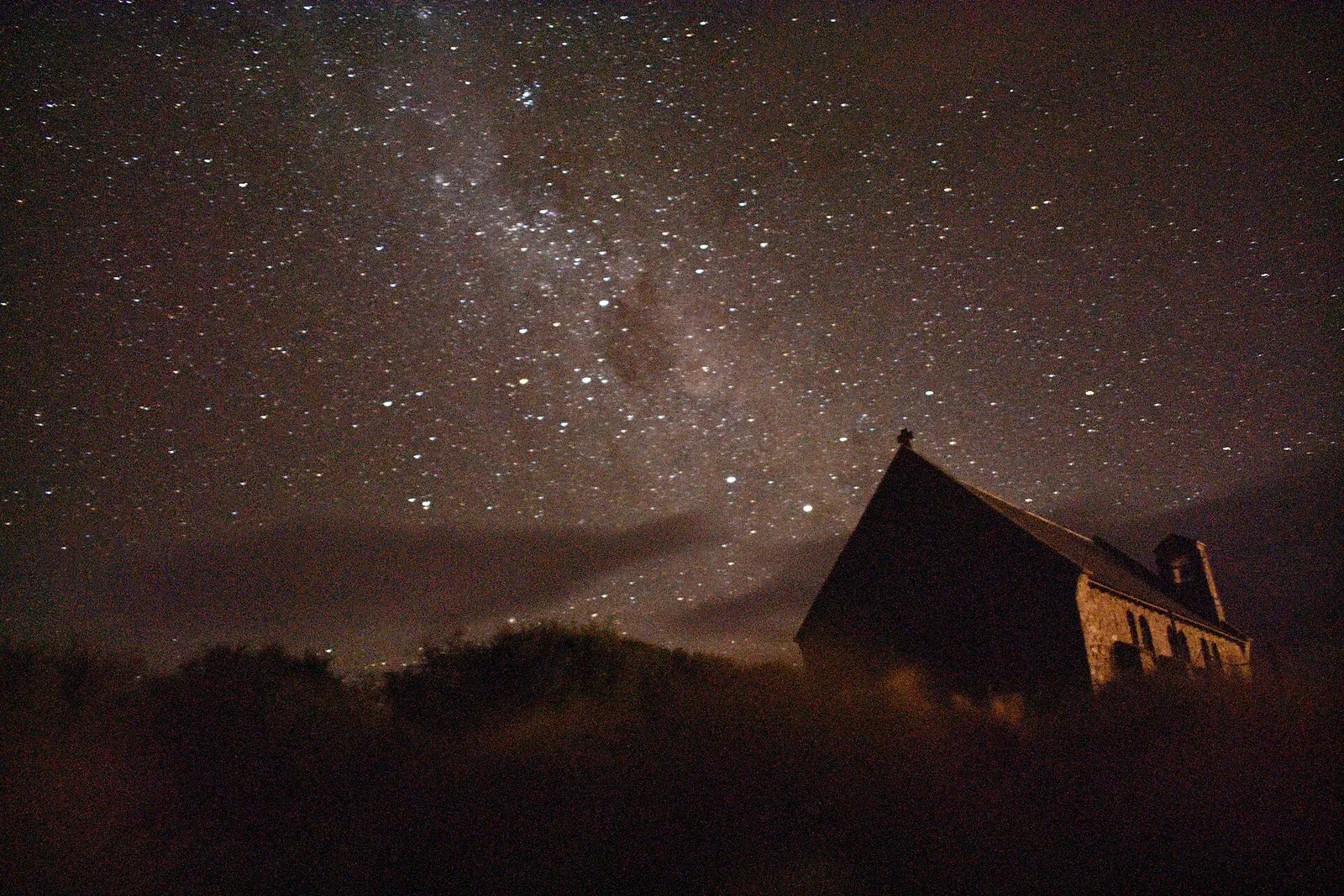 The Milky Way over the small stone Church of the Good Shepherd at Lake Tekapo